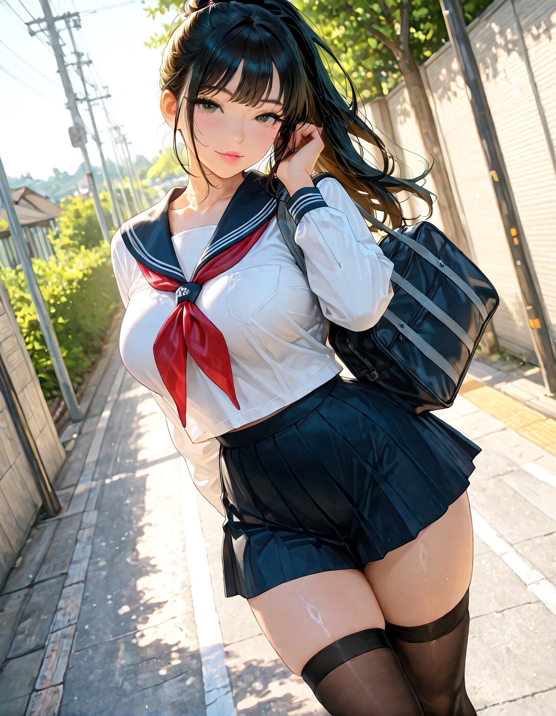巨乳美少女通学路⑤