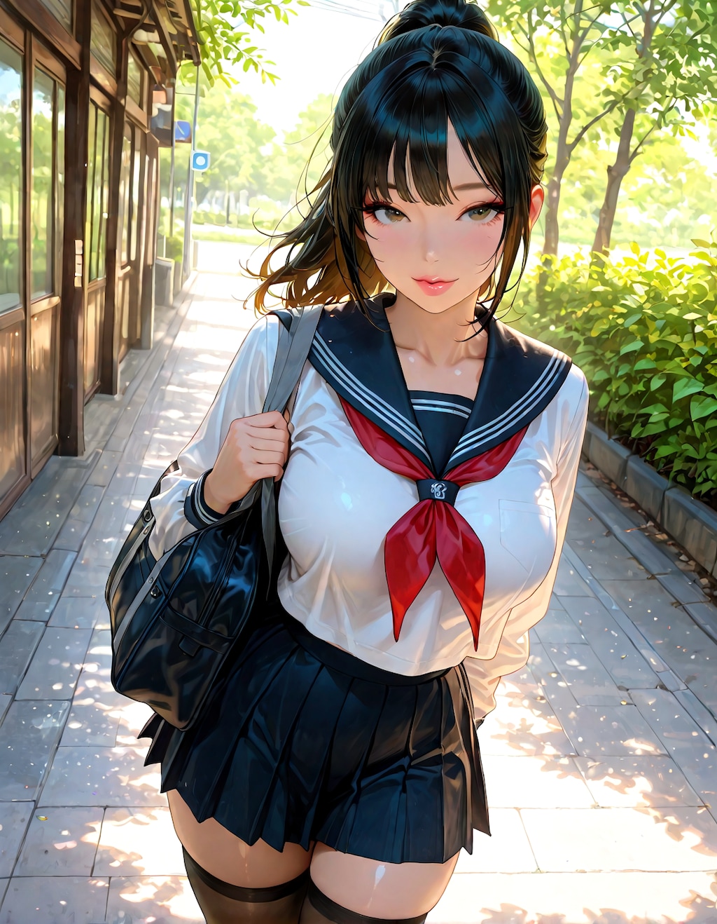 巨乳美少女通学路⑤