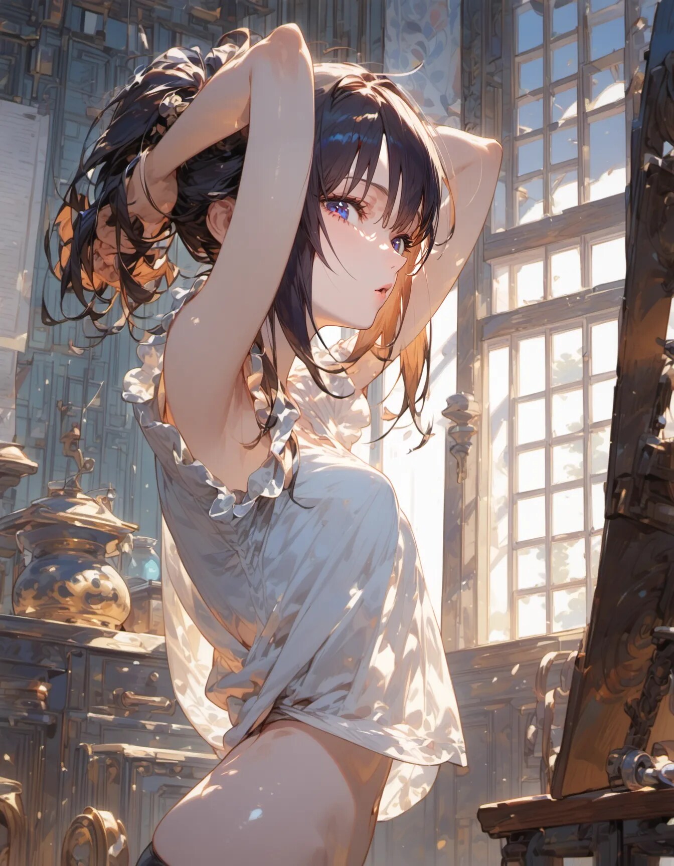 Morning Stretch by the Window | の人気AIイラスト・グラビア