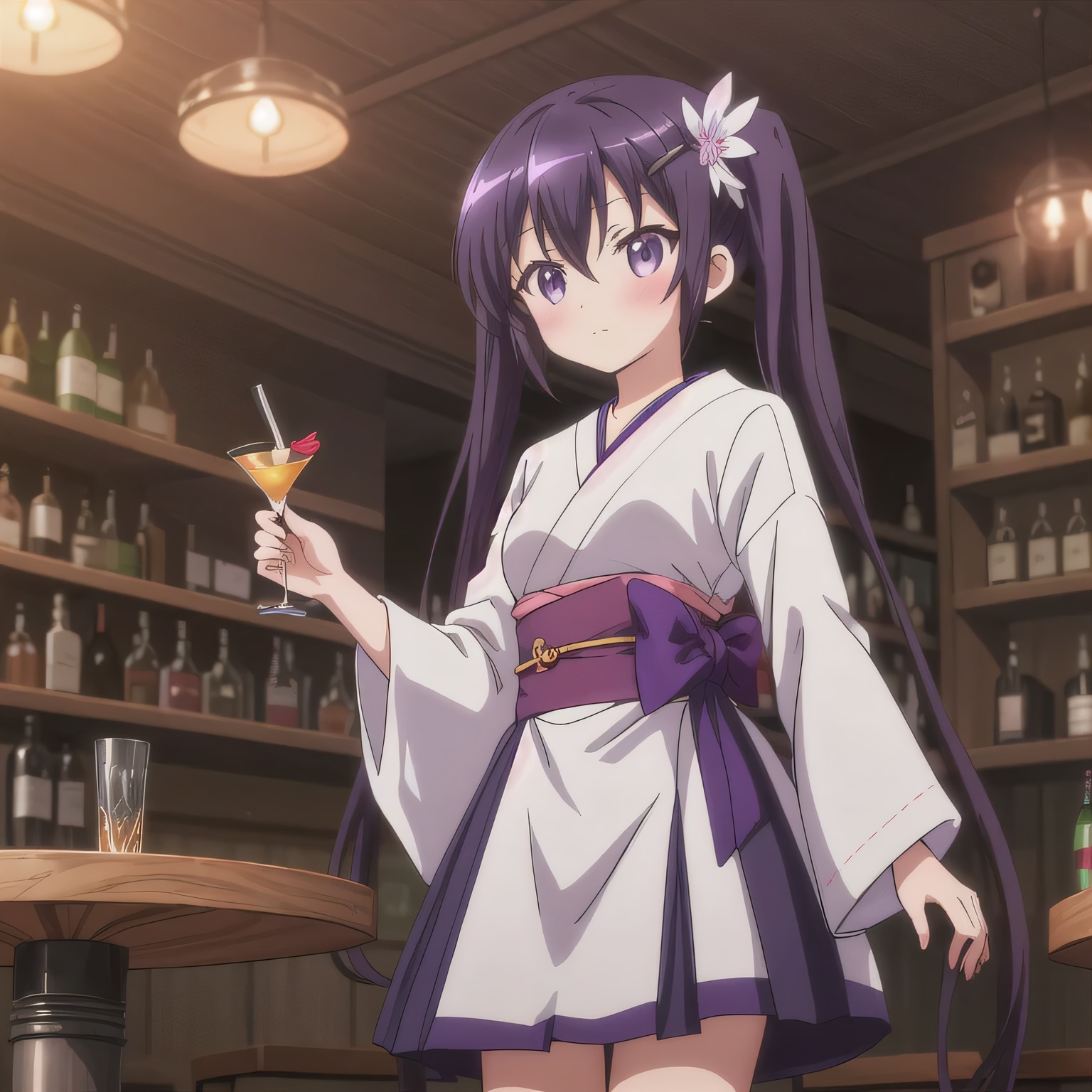 紫髪ロングで酒場の少女８ | の人気AIイラスト・グラビア
