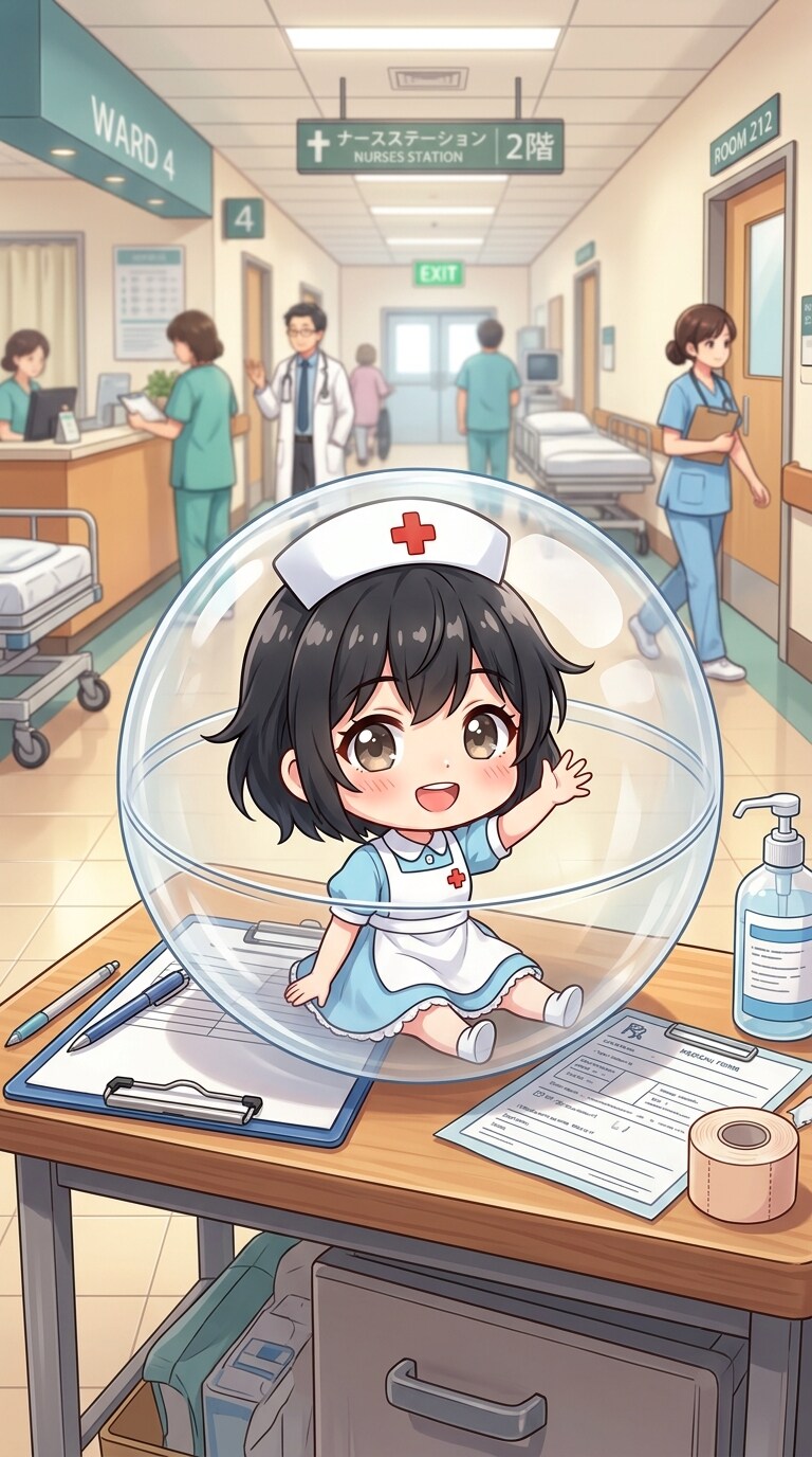 ナース服姿のBUBBLEちゃんをカプセルに入れたよ | の人気AIイラスト・グラビア