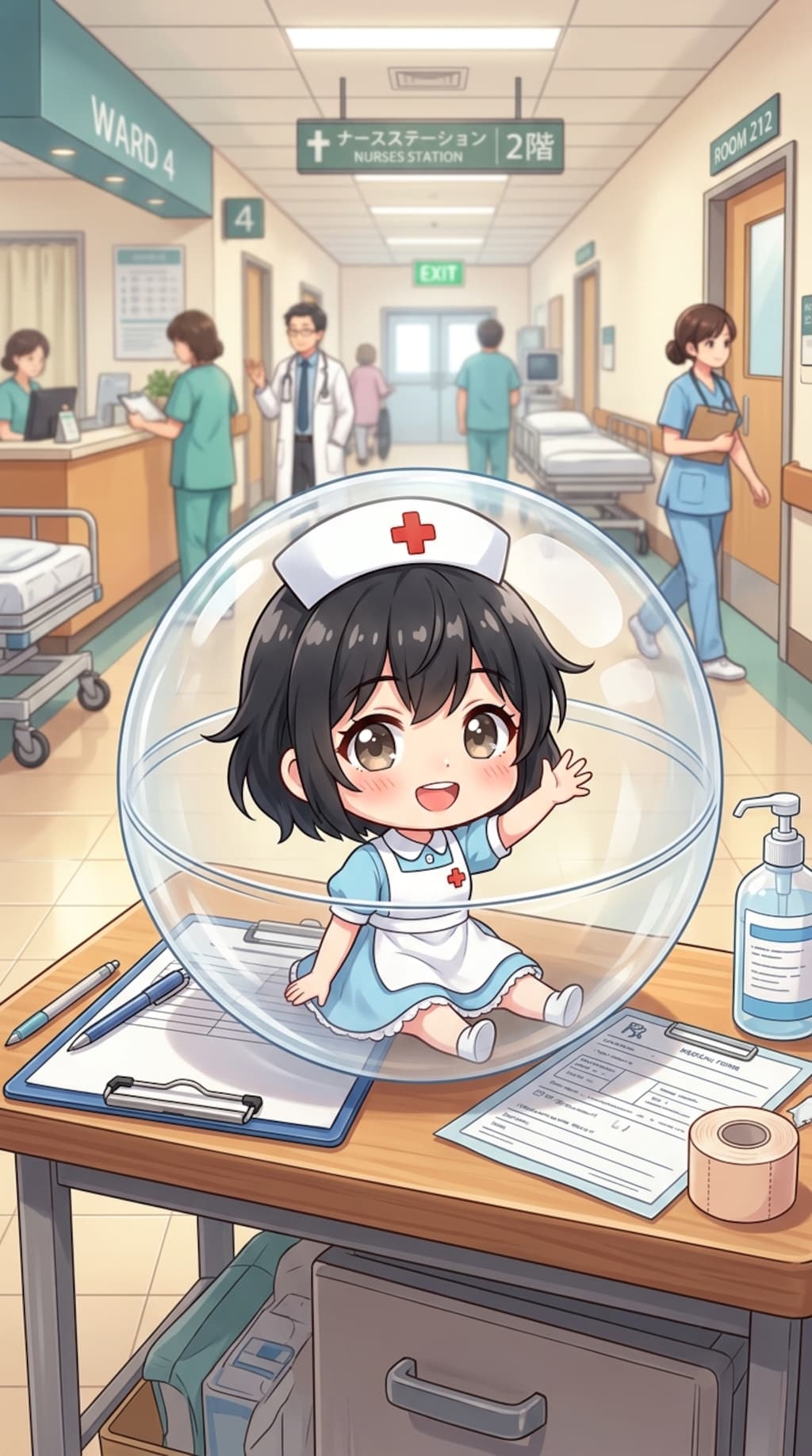 ナース服姿のBUBBLEちゃんをカプセルに入れたよ