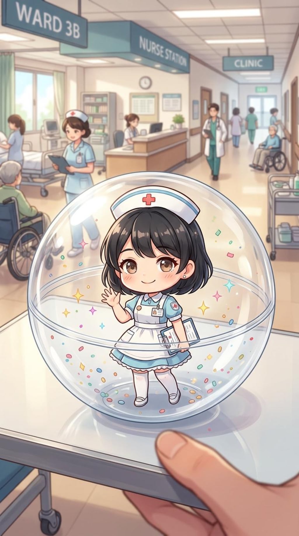 ナース服姿のBUBBLEちゃんをカプセルに入れたよ