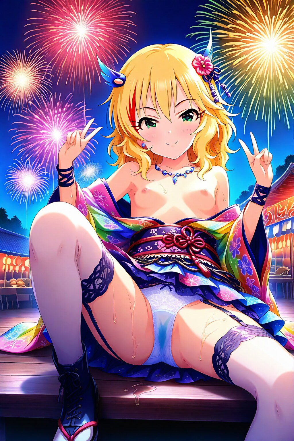 夏祭りでみだれるアイドル