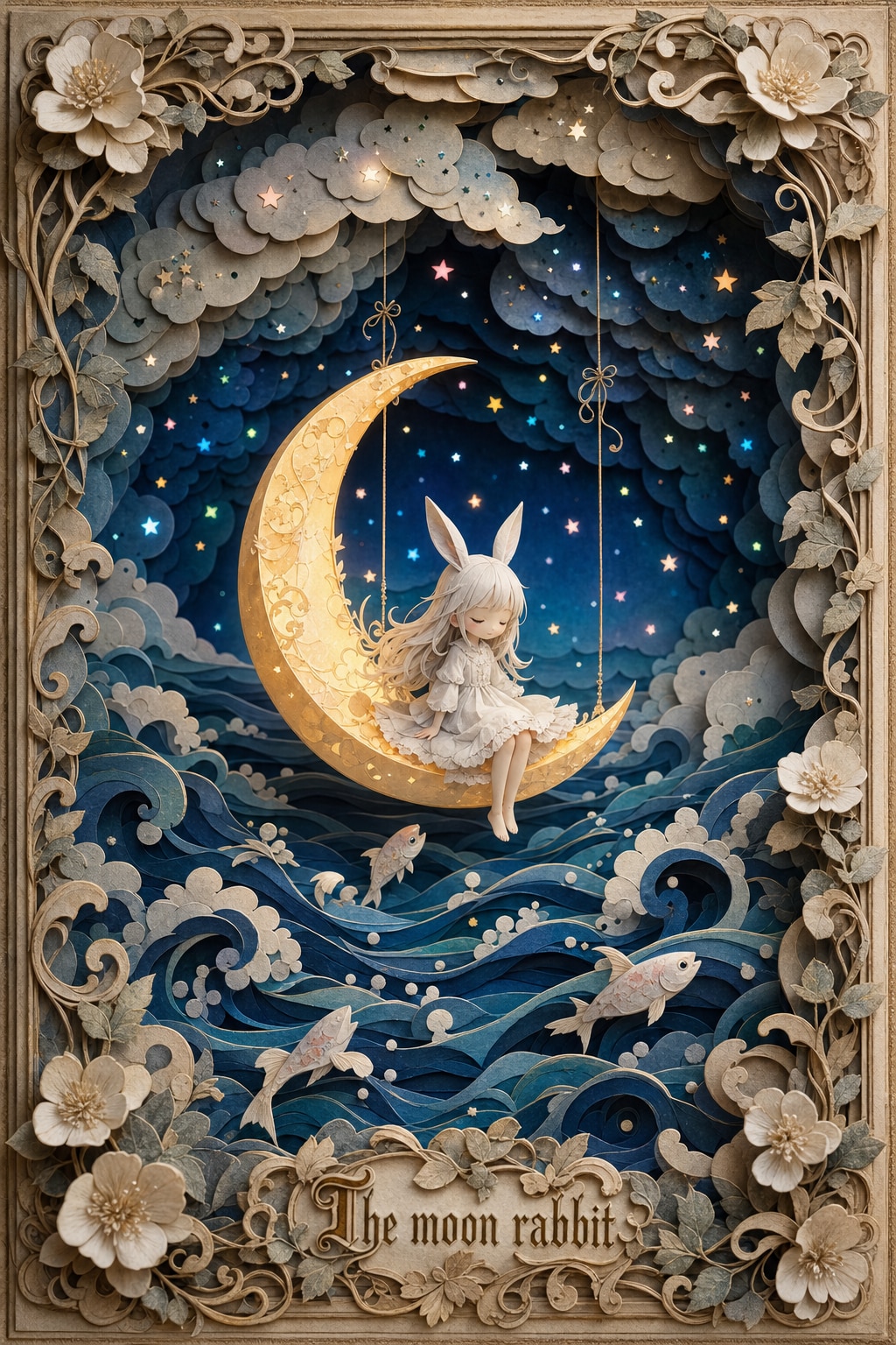 A rabbit sitting on the moon 🌙