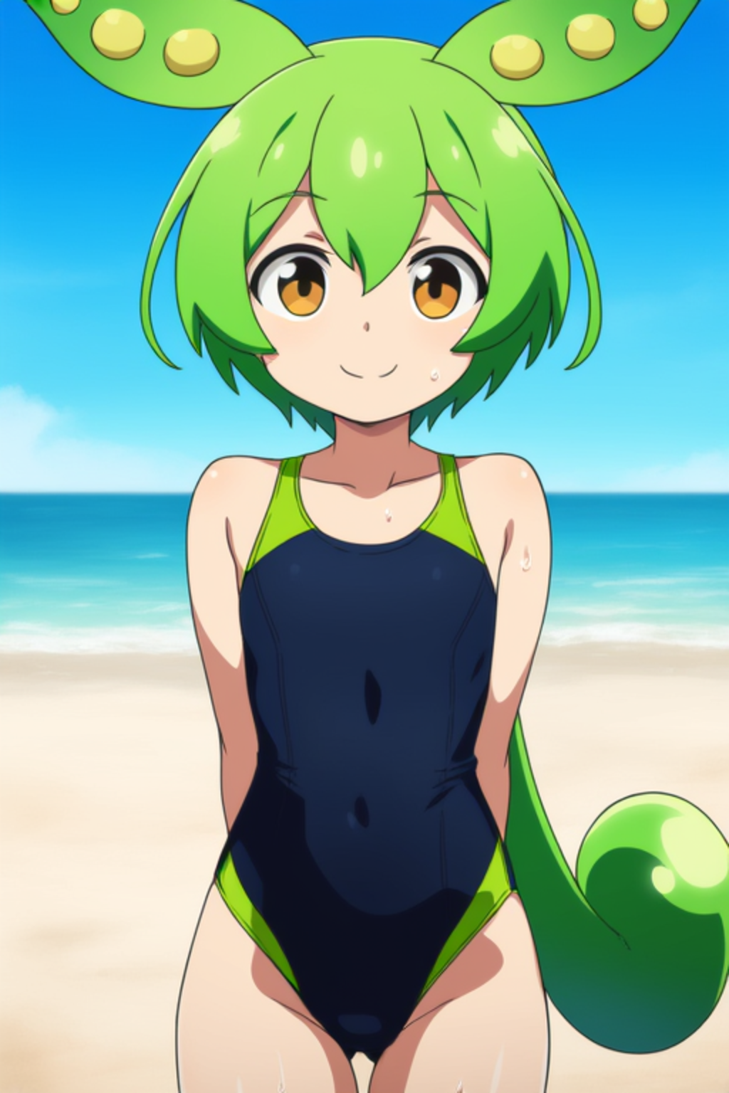 ずんだもんの競泳水着姿