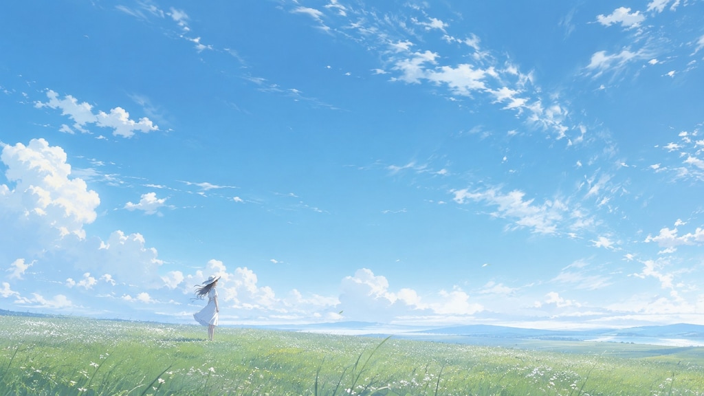 夏空と少女100
