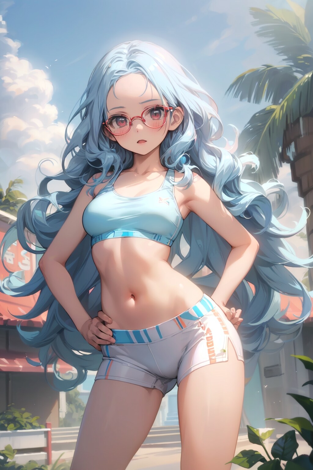スポーツウェアの眼鏡っ娘