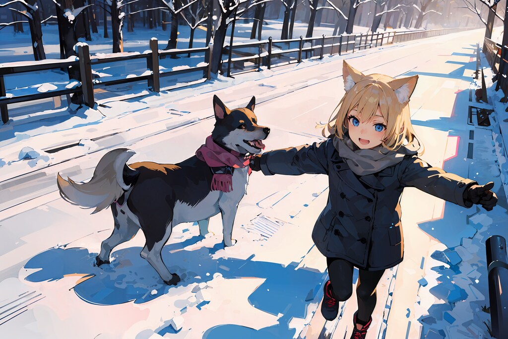 犬は喜び庭かけまわる