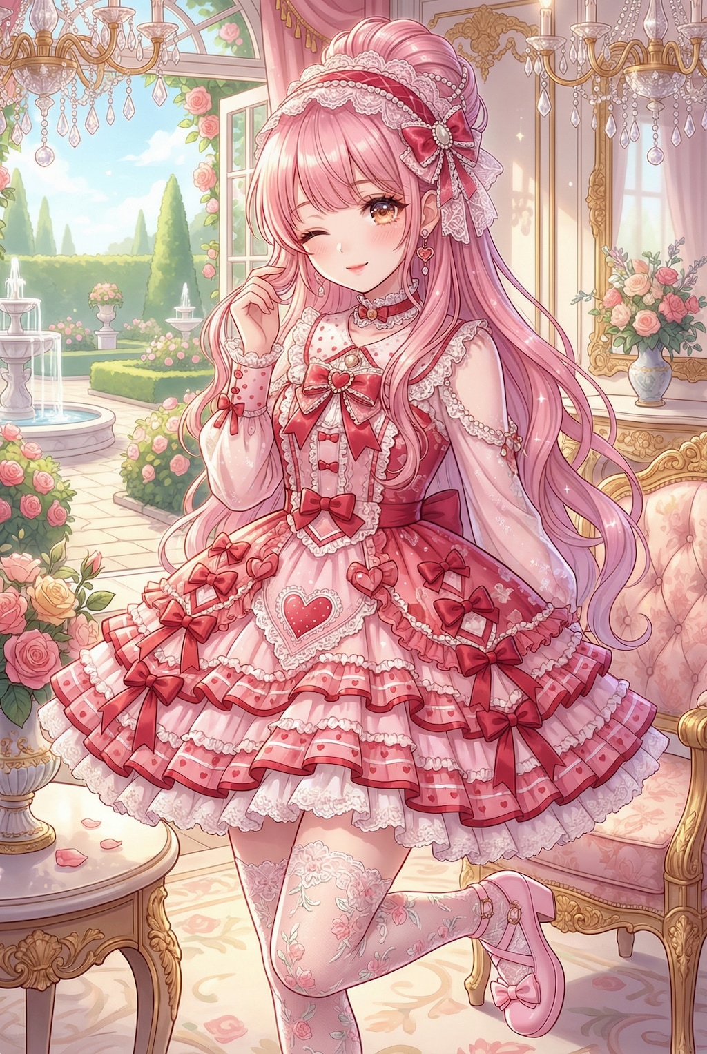 薔薇園に戯れる