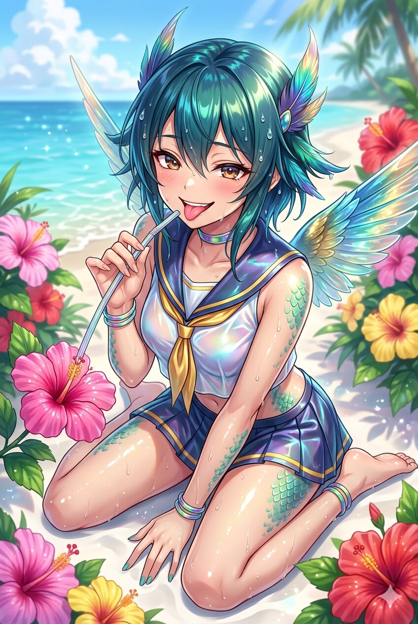 ハチドリ擬人化(ボツ顔)