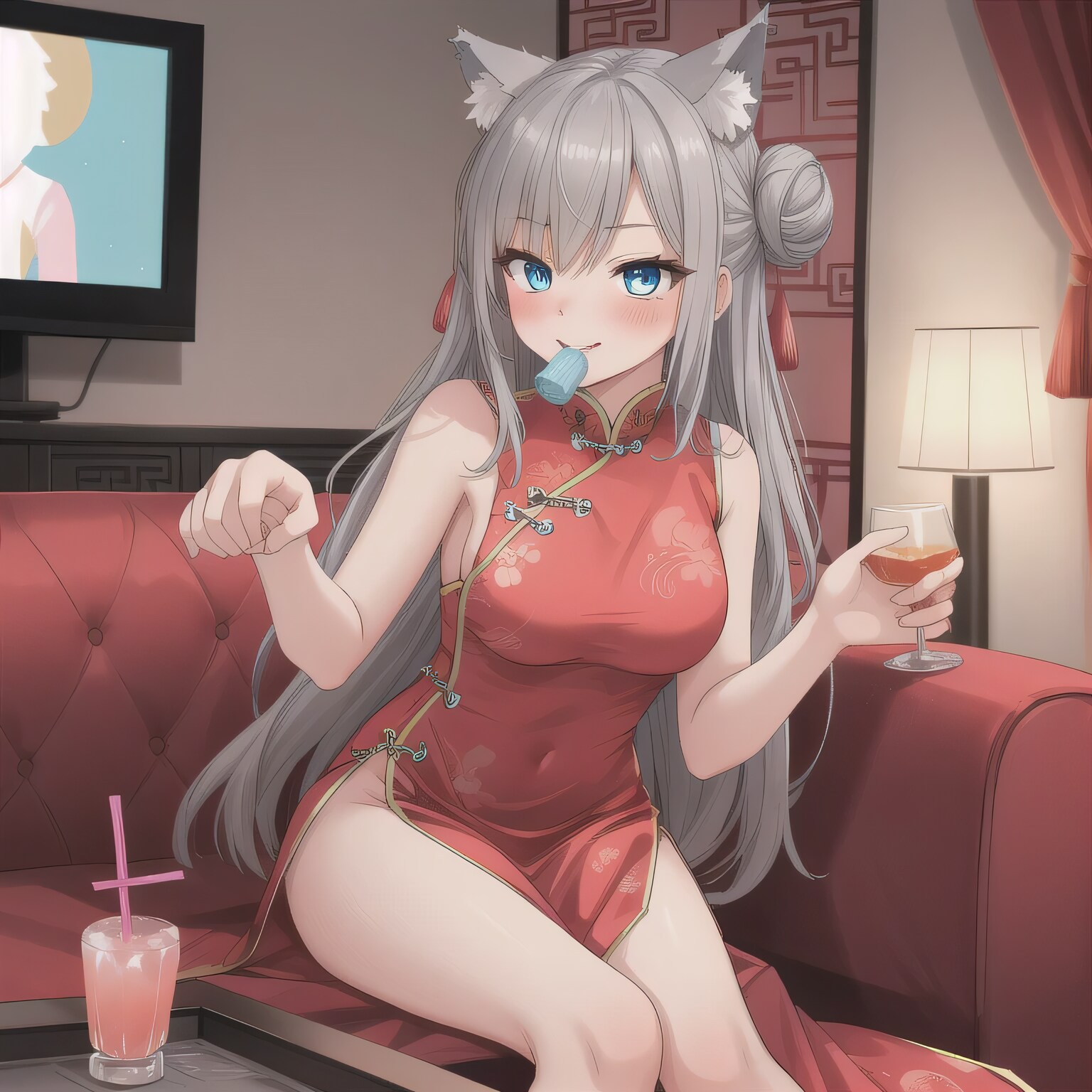 灰髪ロングで中華服の少女 | の人気AIイラスト・グラビア