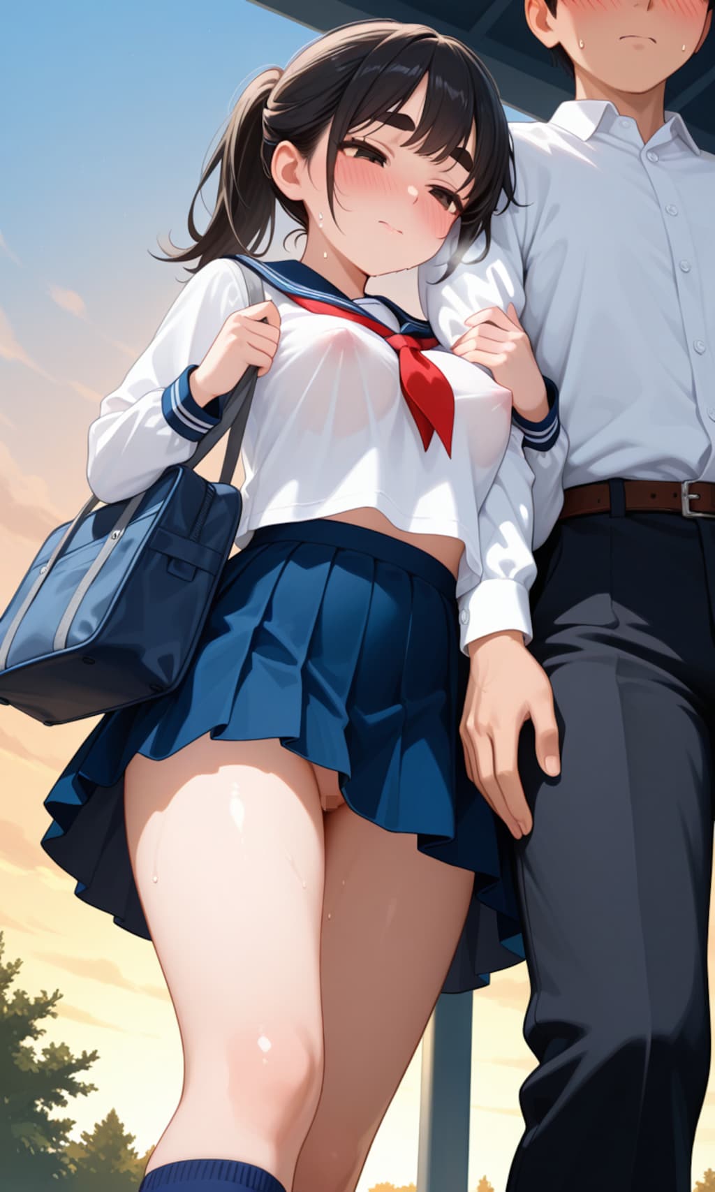 性癖   未使用イラスト⑭   露出編　 ～　放課後　～