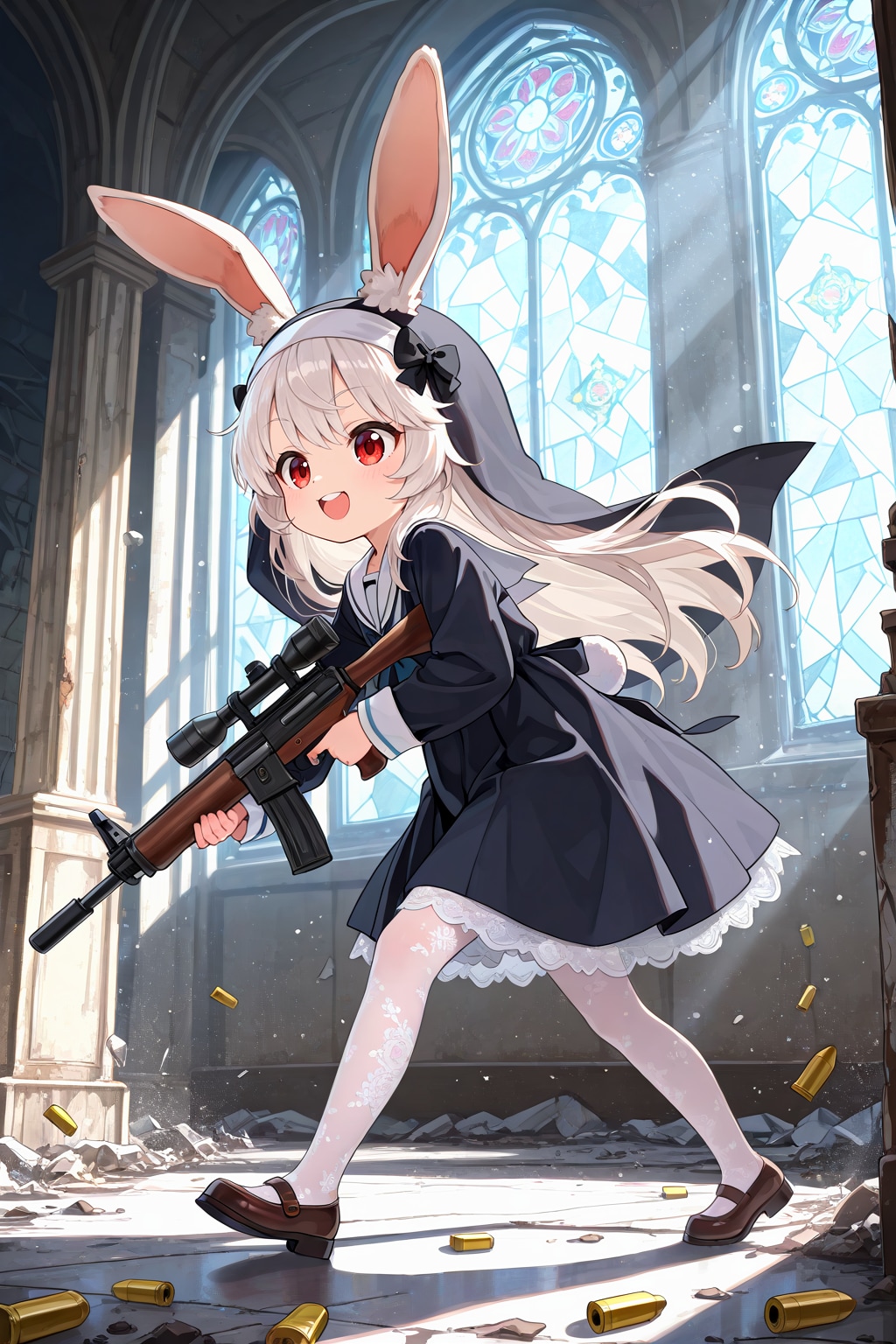 【実験】ガンカタ修道女 × セーラードレス × ウサギ耳