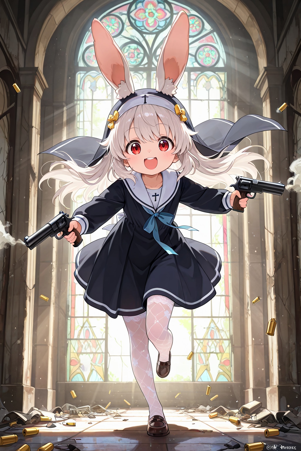 【実験】ガンカタ修道女 × セーラードレス × ウサギ耳