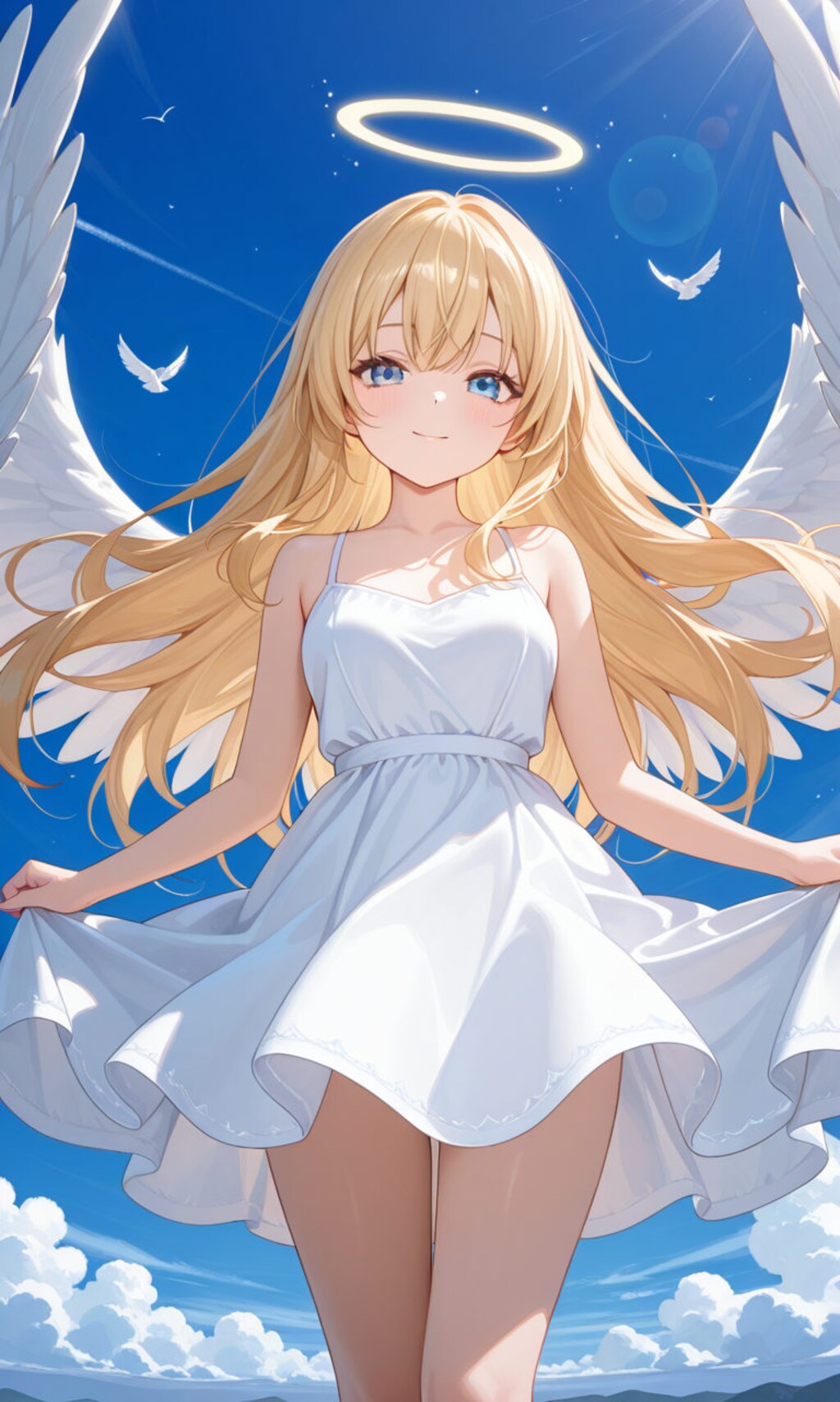金髪美少女天使が空を