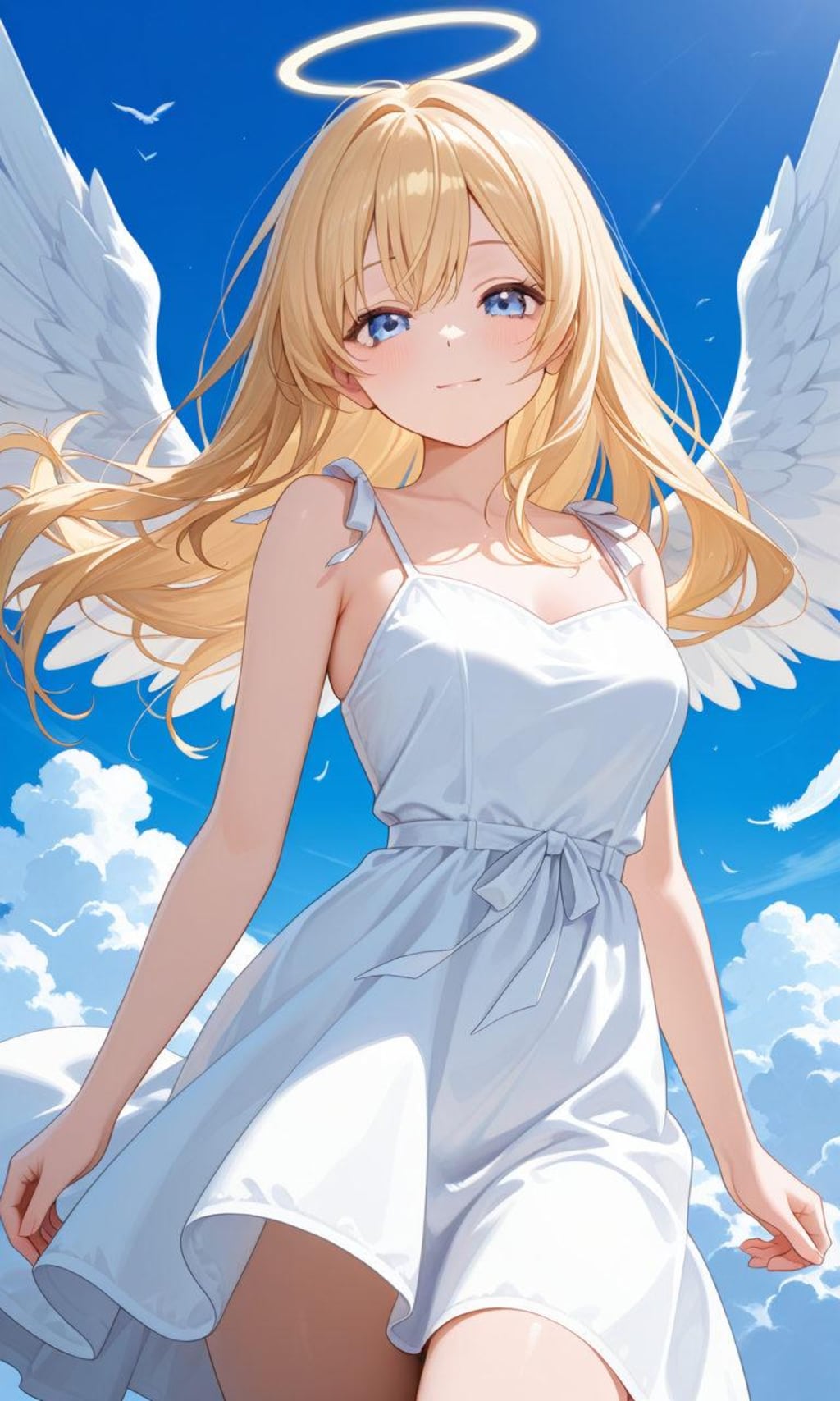 金髪美少女天使が空を