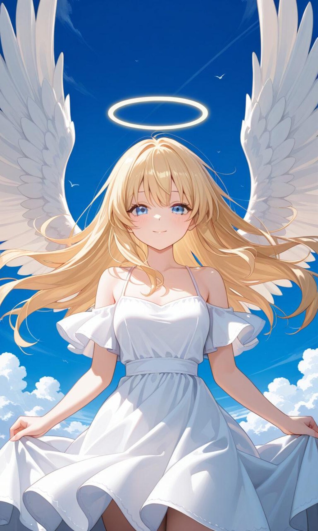 金髪美少女天使が空を