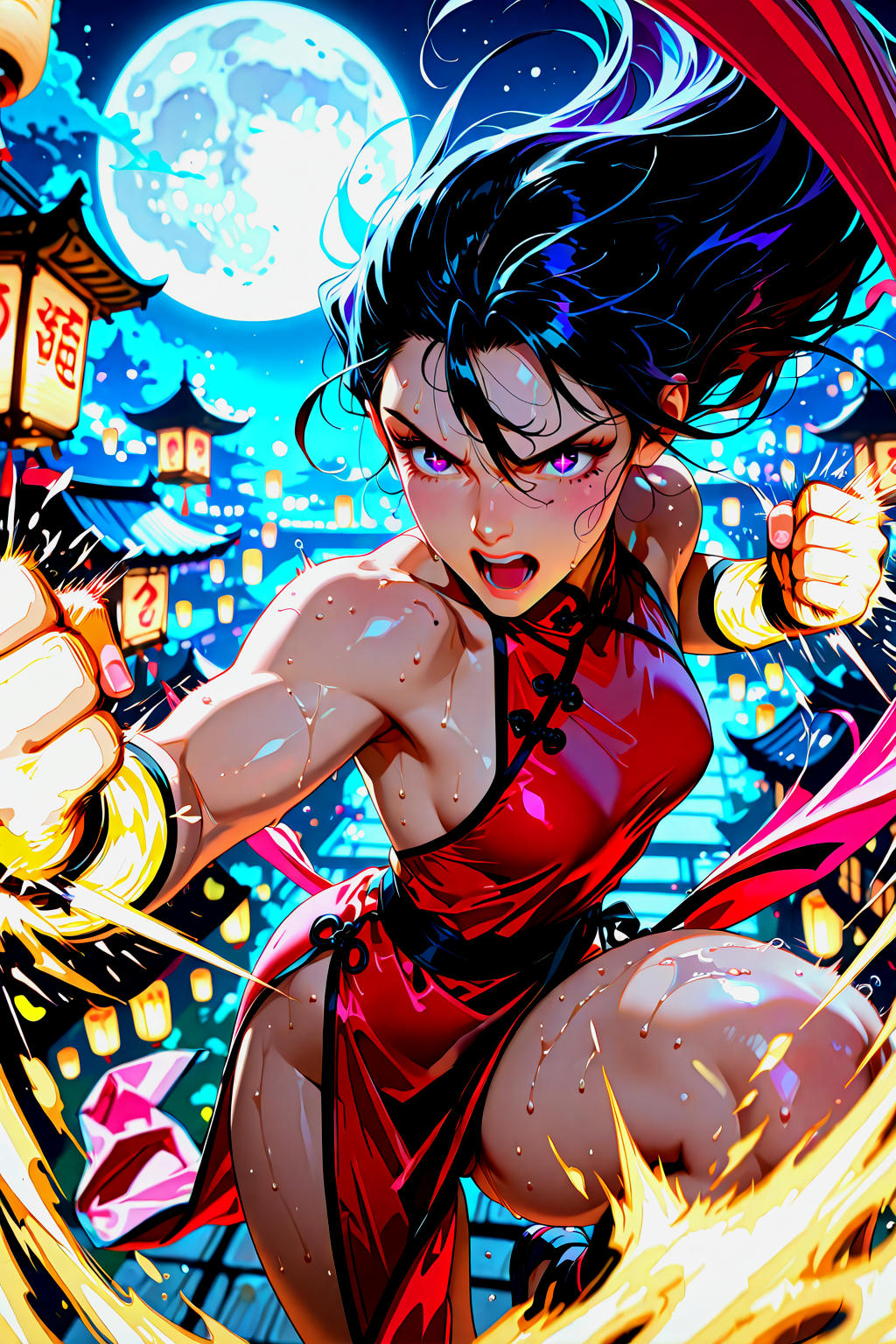 比翼の鉄拳 ――月下に猛る、熱き電脳のクオリア―― | の人気AIイラスト・グラビア