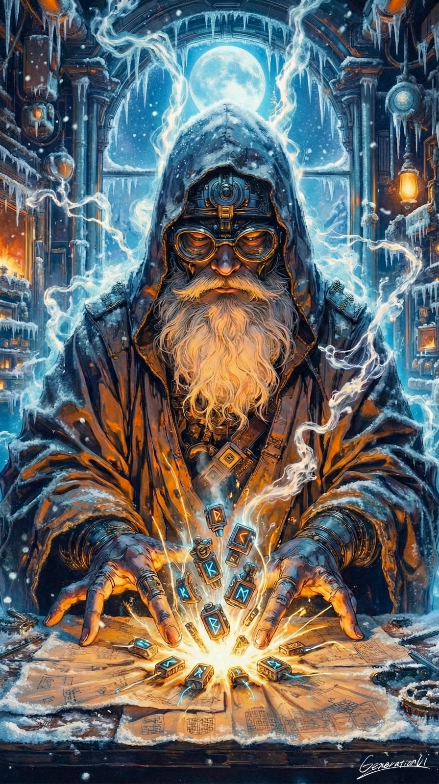 古文書の上で覚醒するルーン魔法／スマホ壁紙アーカイブ | の人気AIイラスト・グラビア