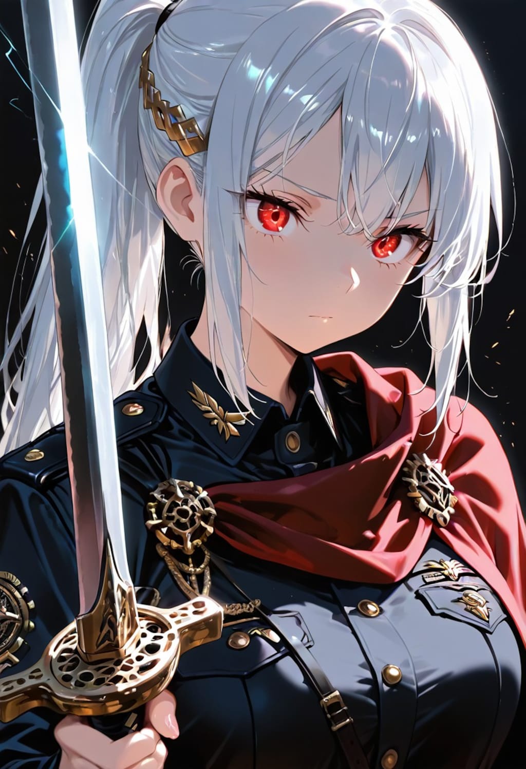 銀髪ポニテ剣士(軍人風