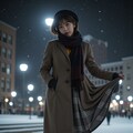 冬の夜の女性 3枚目