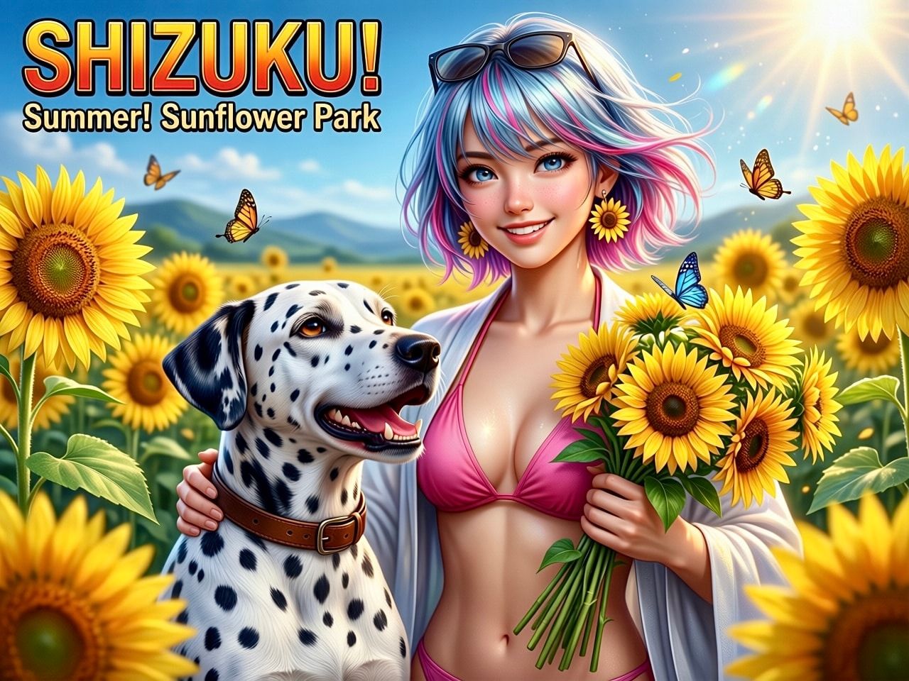 雫ちゃん💧犬とひまわり🌻