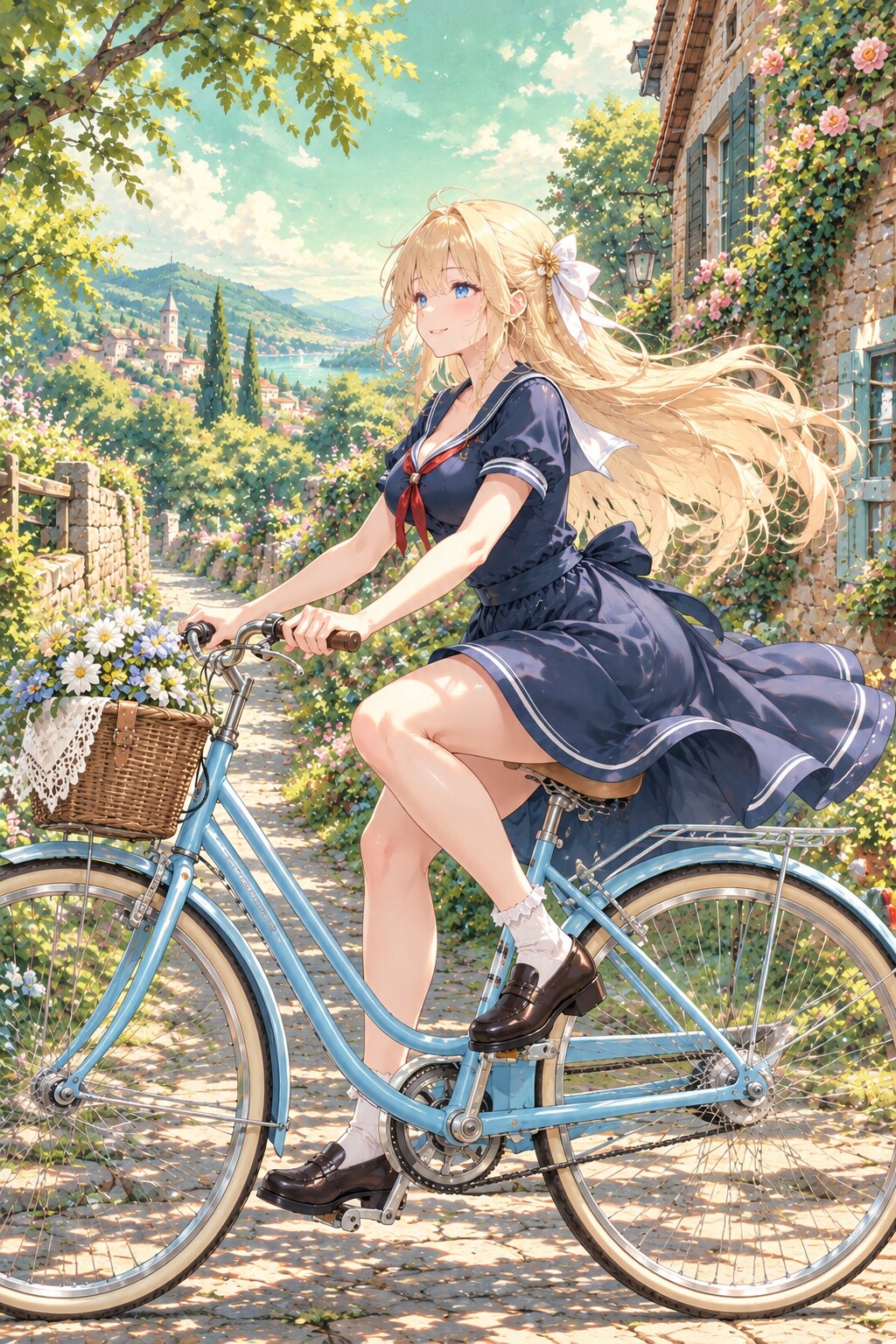 自転車に乗る少女 | の人気AIイラスト・グラビア