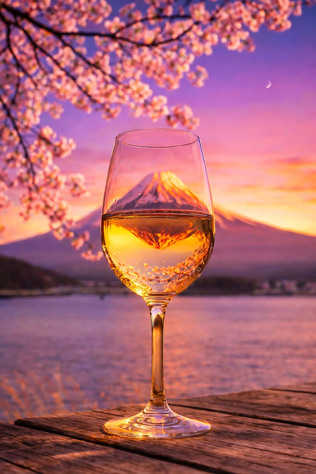 ワイングラスの中の富士山