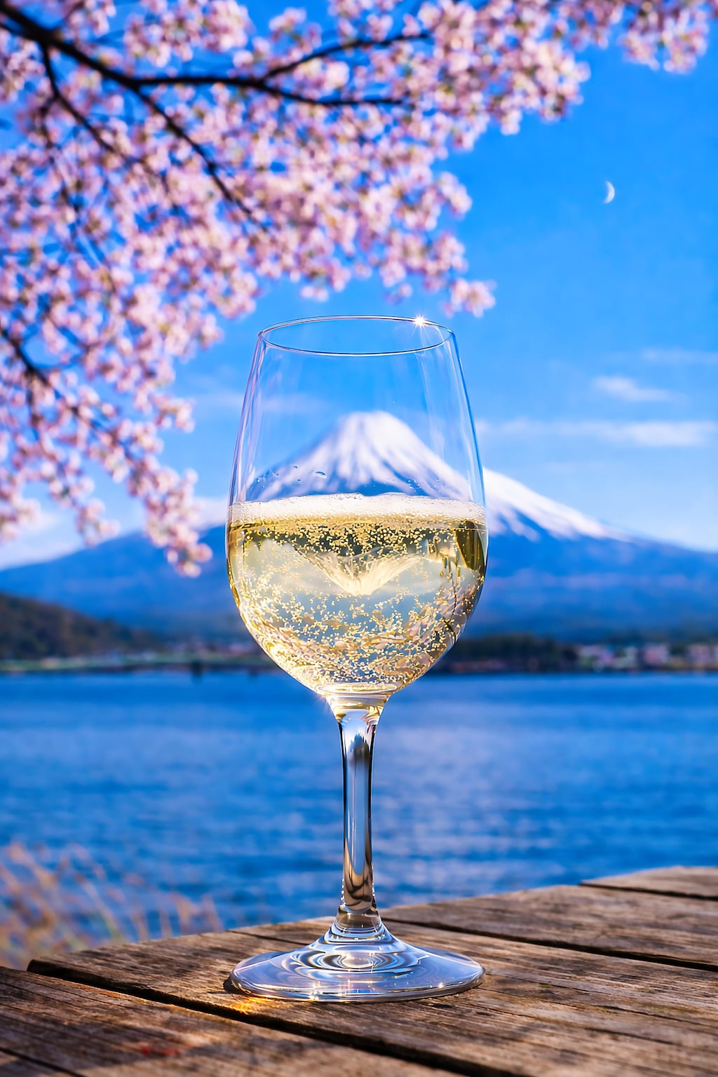 ワイングラスの中の富士山
