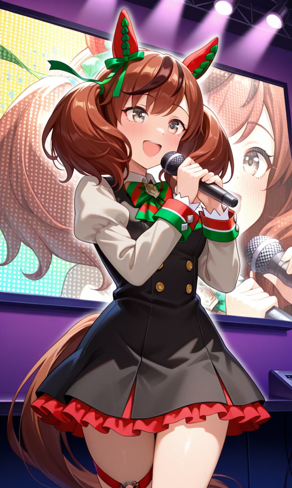 カラオケでノリノリで練習するネイチャさん