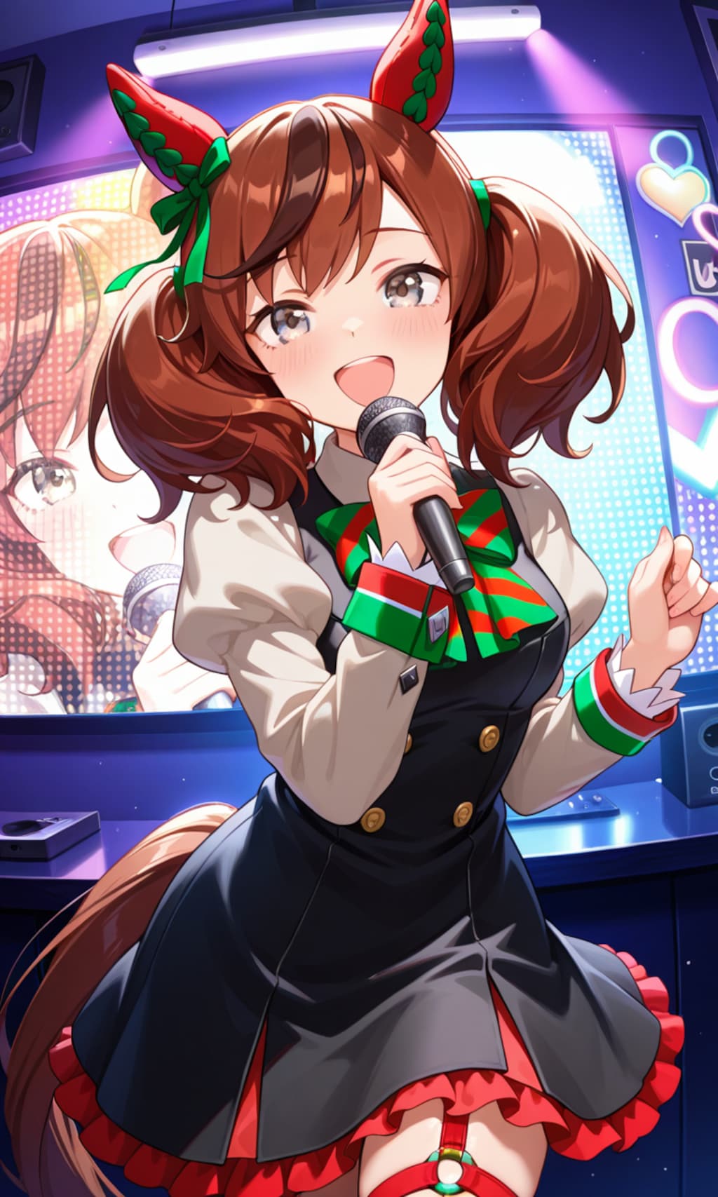 カラオケでノリノリで練習するネイチャさん