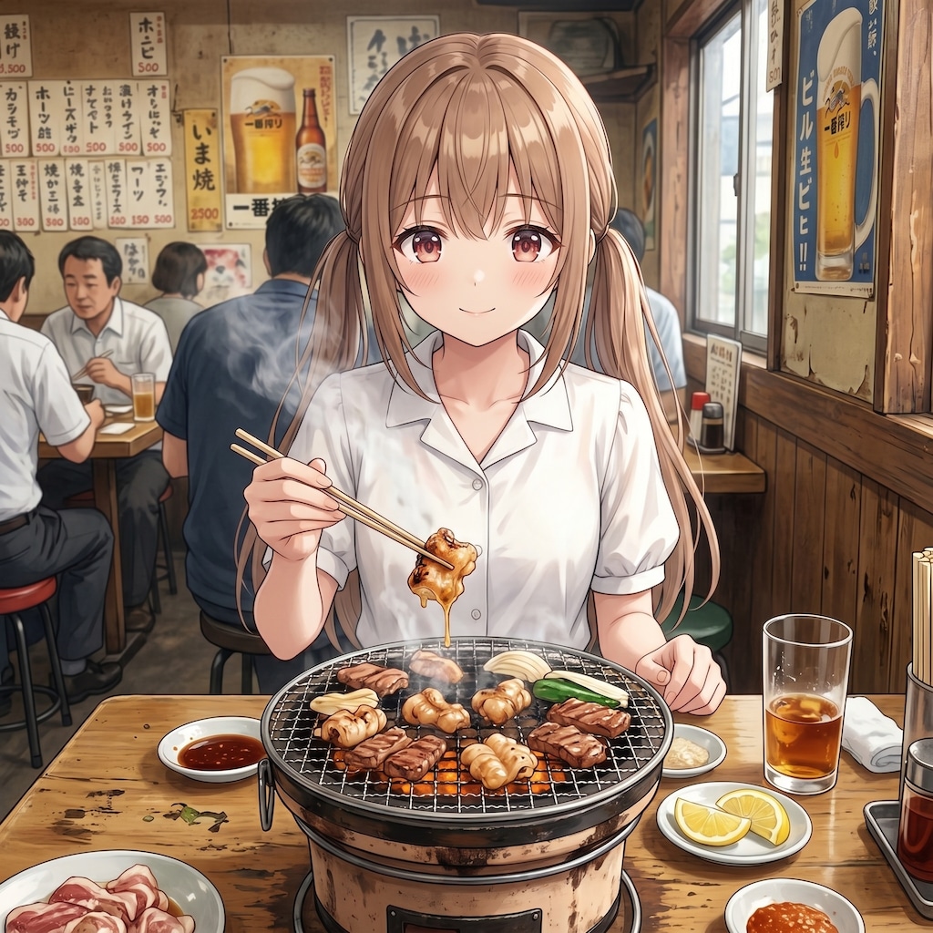 梢とランチ（１１）ホルモン焼き