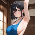 巨乳裸エプロンちゃんのワキ見せ！ 4枚目