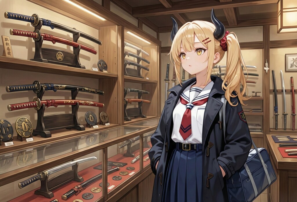 刀店にやってきた女鬼高生さん