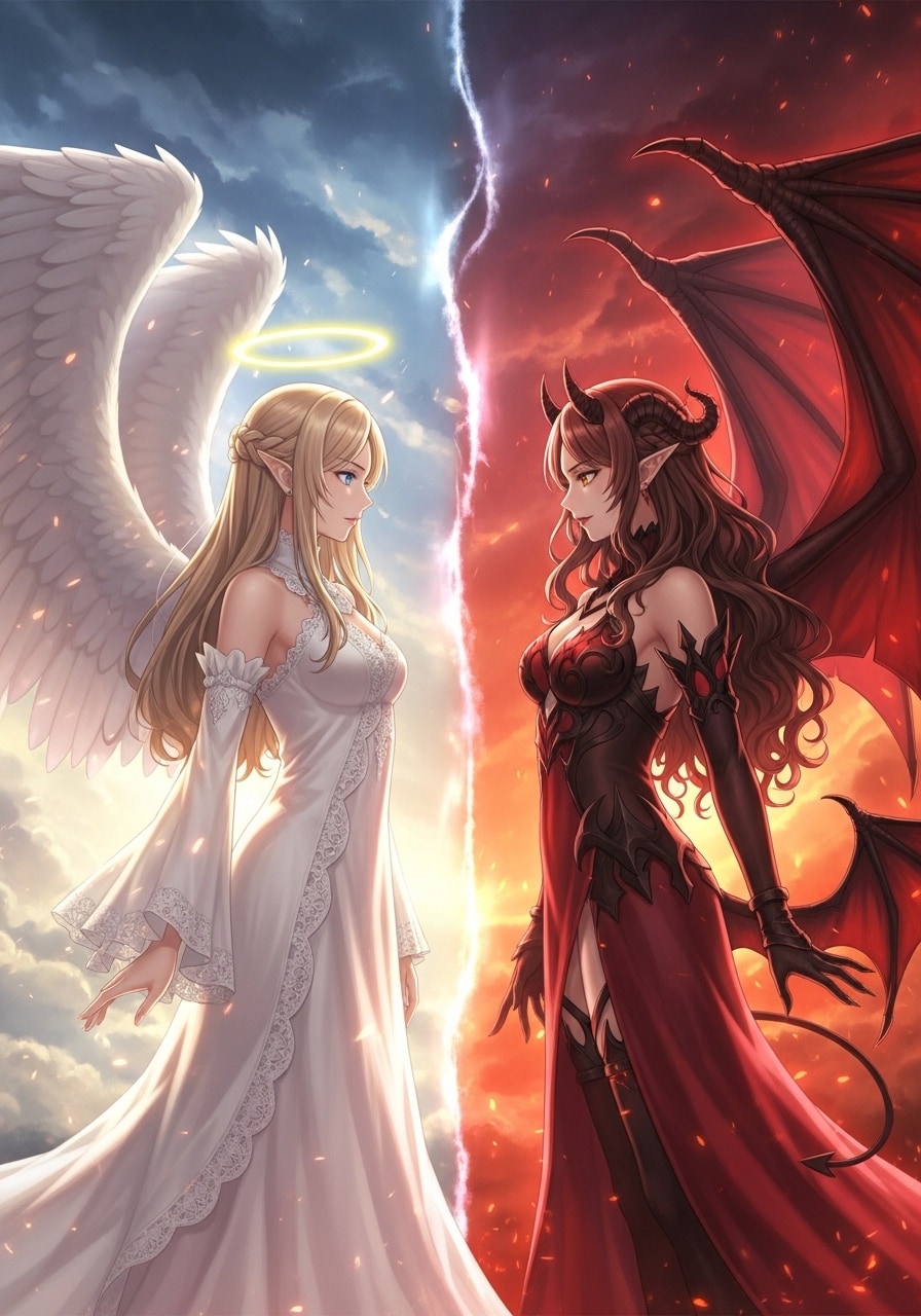 天使と悪魔② | の人気AIイラスト・グラビア