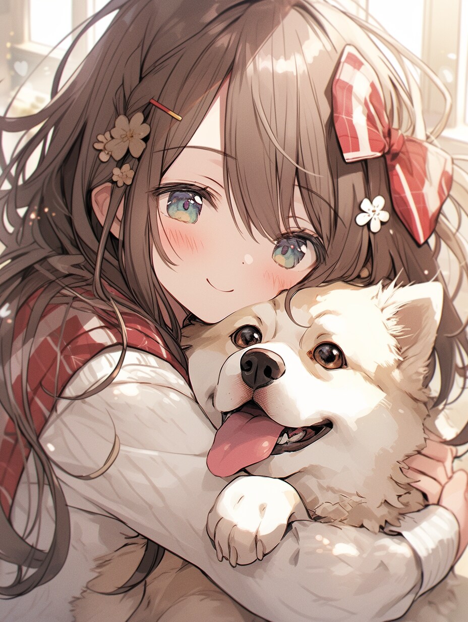 女の子と犬 girl and a dog | の人気AIイラスト・グラビア
