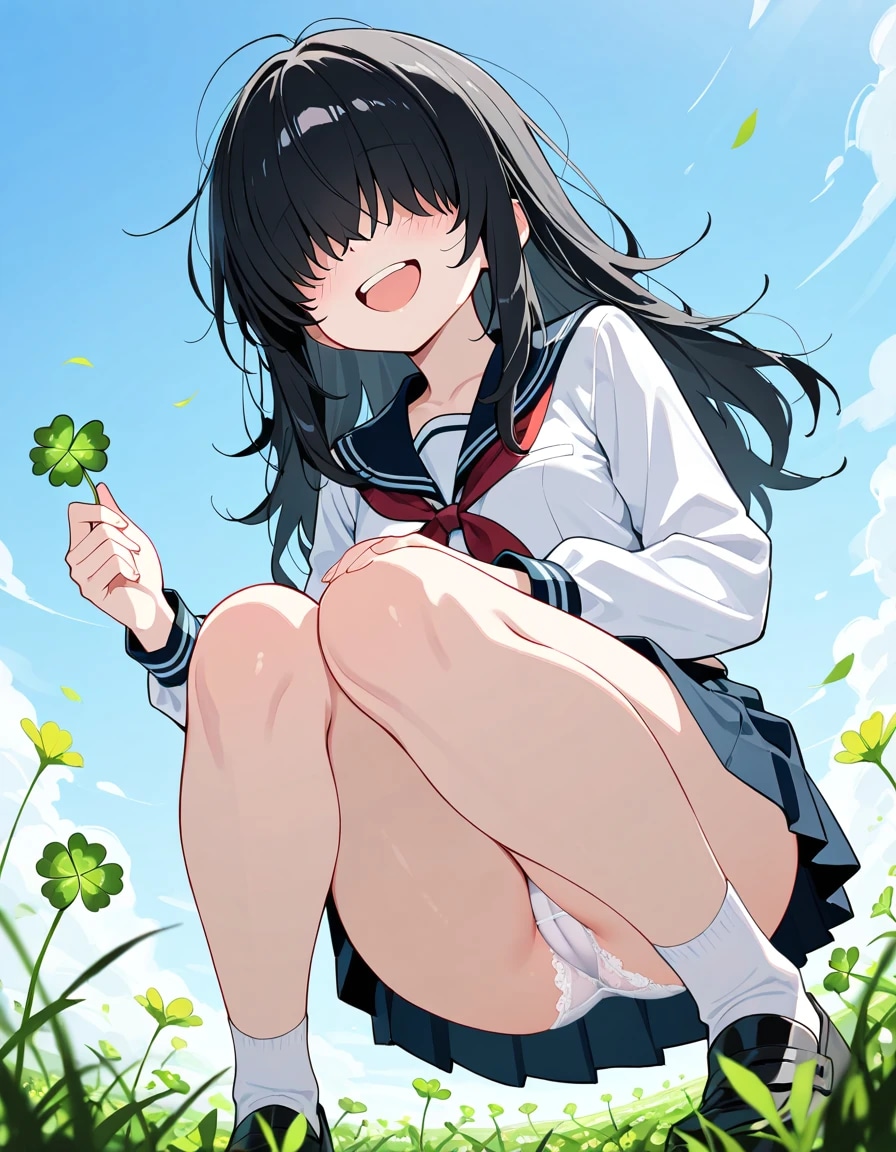 ふひひっ！クローバーみっけ！