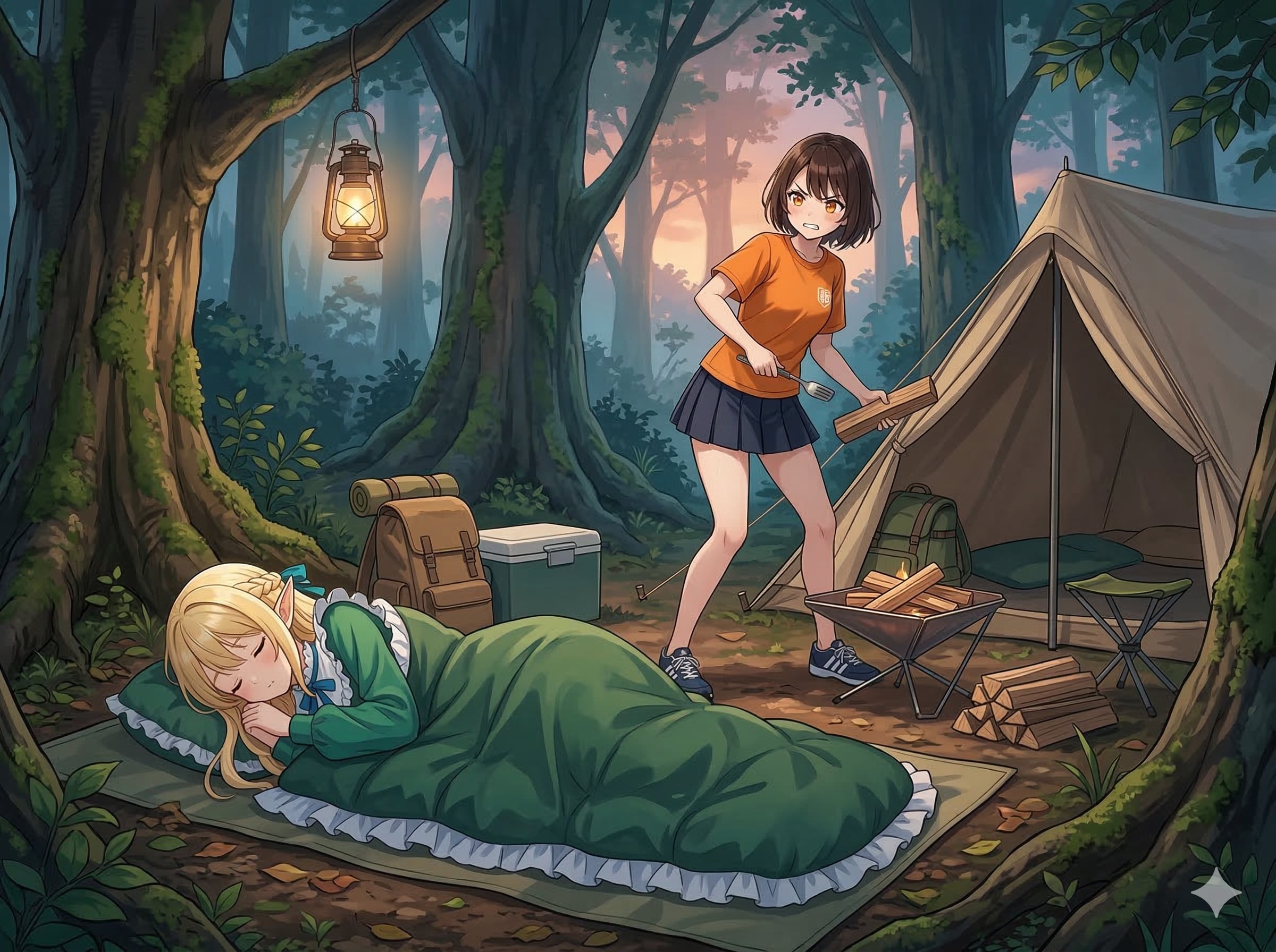 ポンナギ Camp in the forest (うちの子秘話もあるよ！) | の人気AIイラスト・グラビア