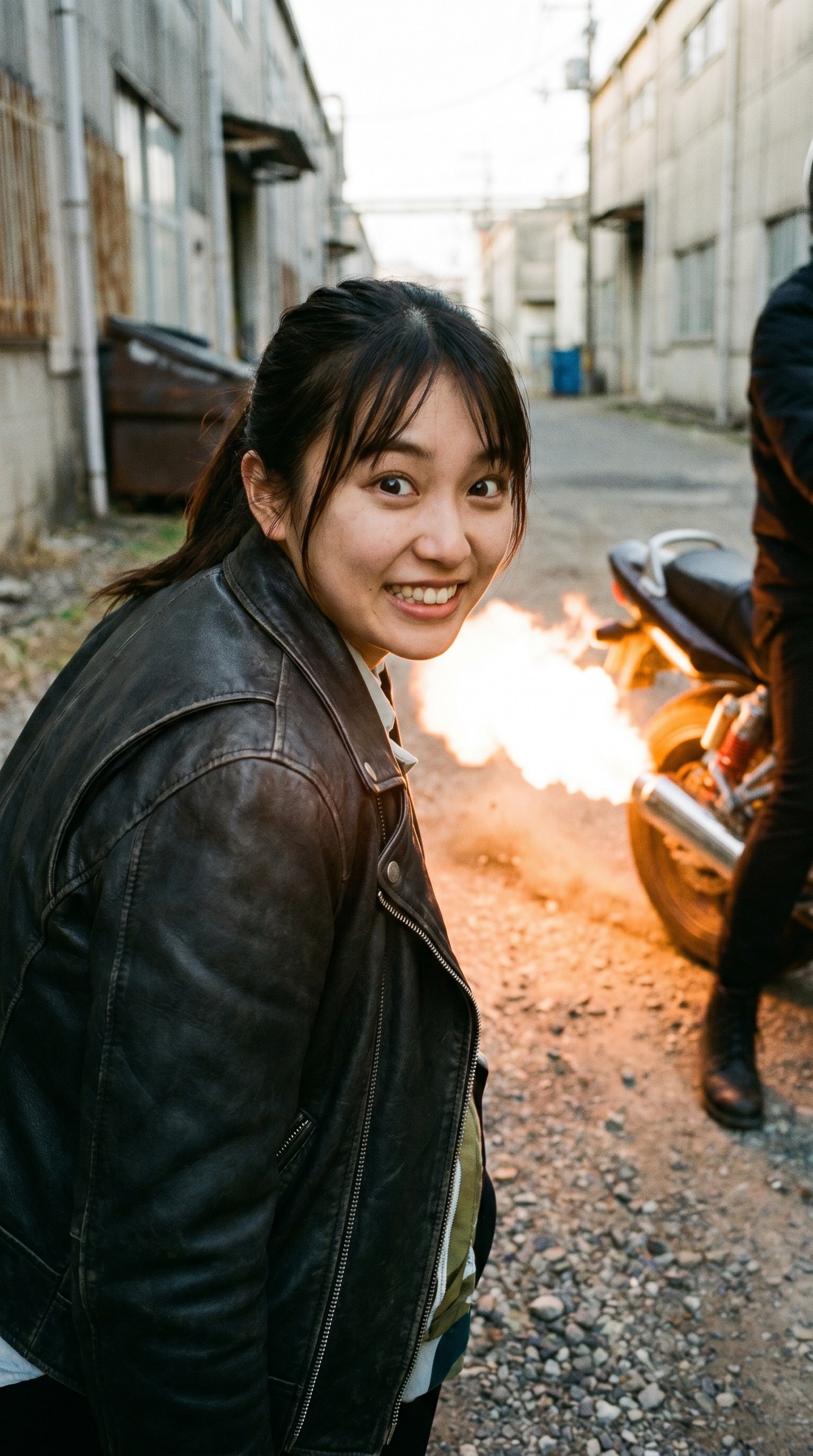 She Smiles at the Edge of Fire