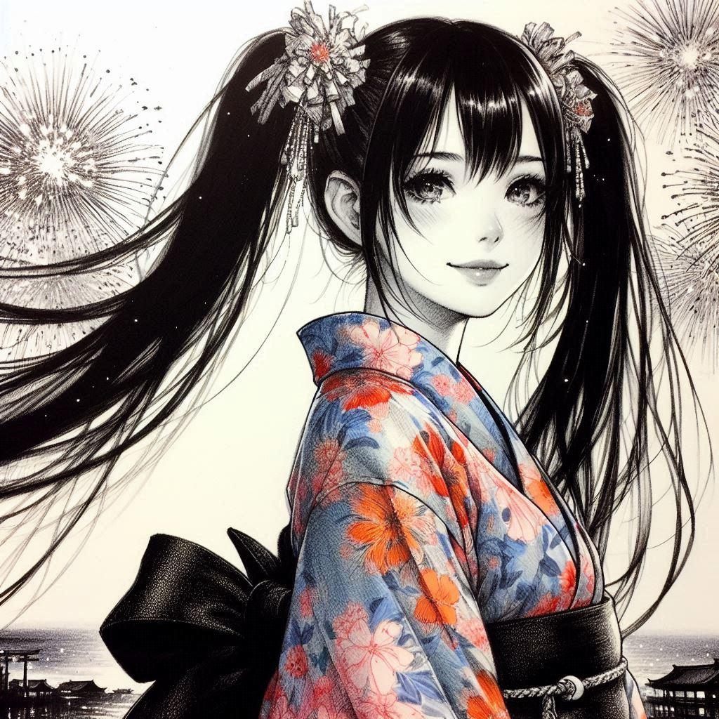 花火と少女 | の人気AIイラスト・グラビア