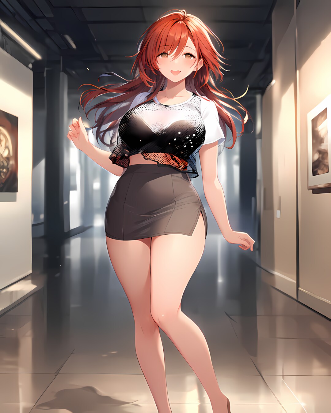 🎨美術館デート、不意の振り返り美脚✨