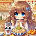 年越しうどんを食べる小さな女の子 3枚目