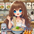 年越しうどんを食べる小さな女の子 2枚目