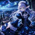 夜空のメイド服を着たエルフちゃん 2枚目
