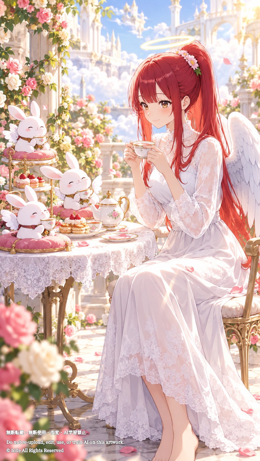 ミカエルさん、うさぎ天使さんとお茶を