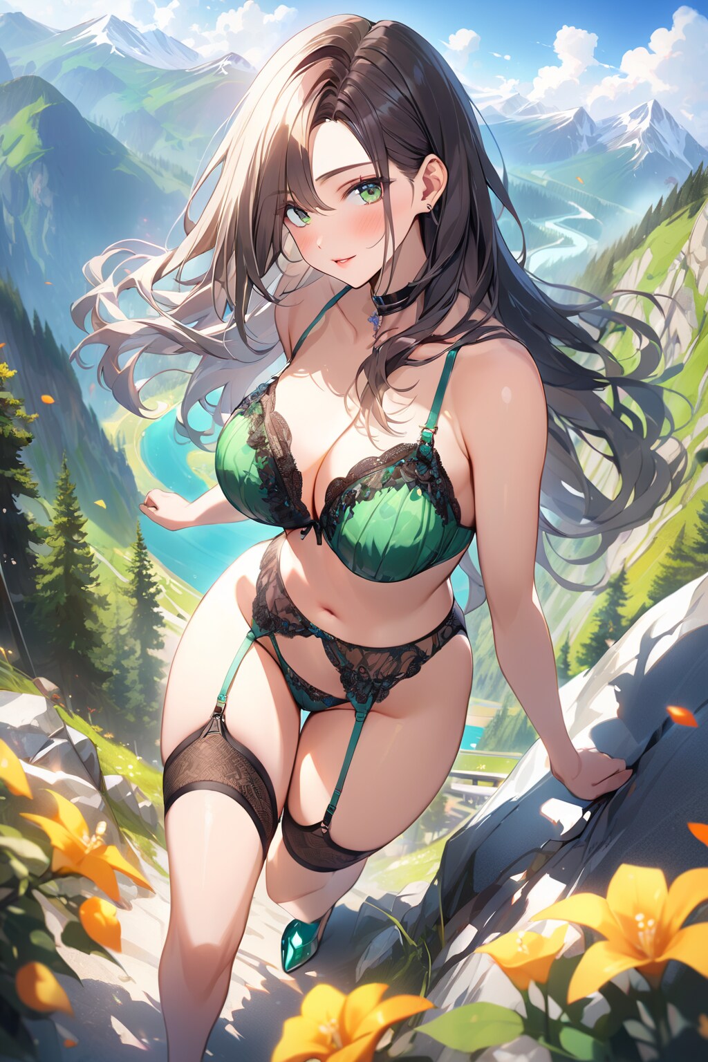 セクシーランジェリーモデル（登山グリーン）