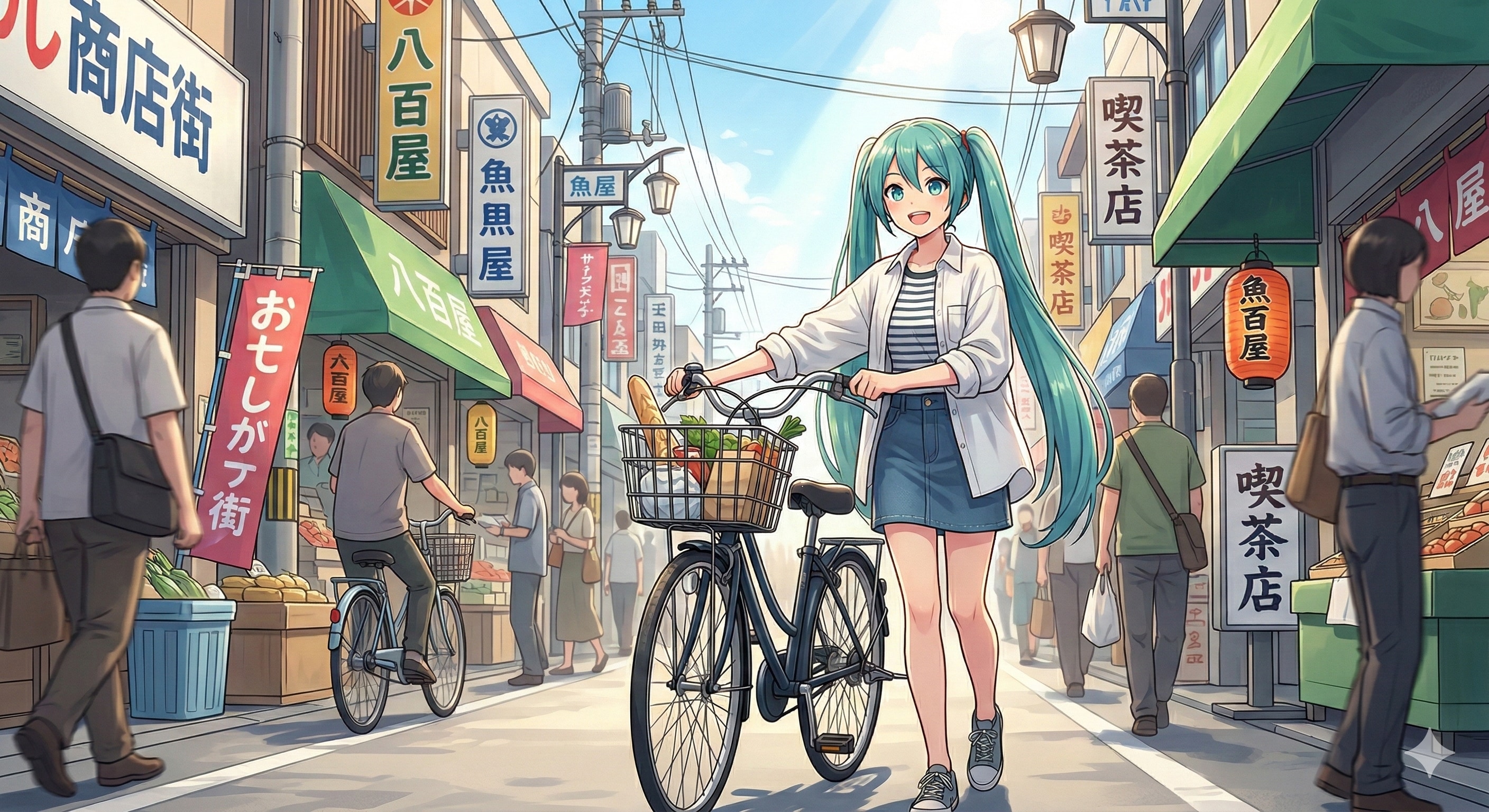 ミクさん 買い物中🚲️ | の人気AIイラスト・グラビア
