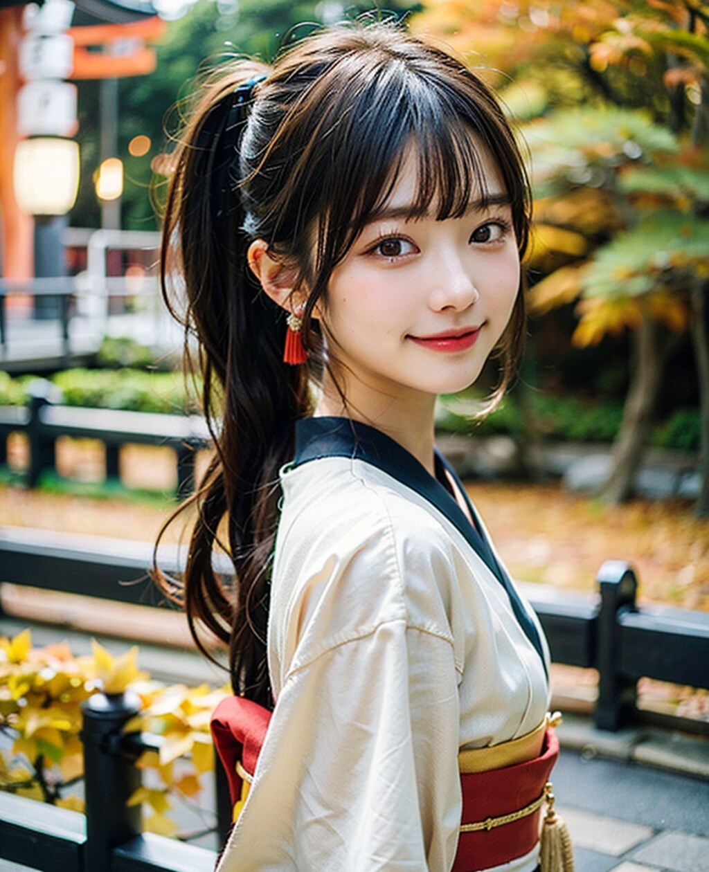 紅葉と着物