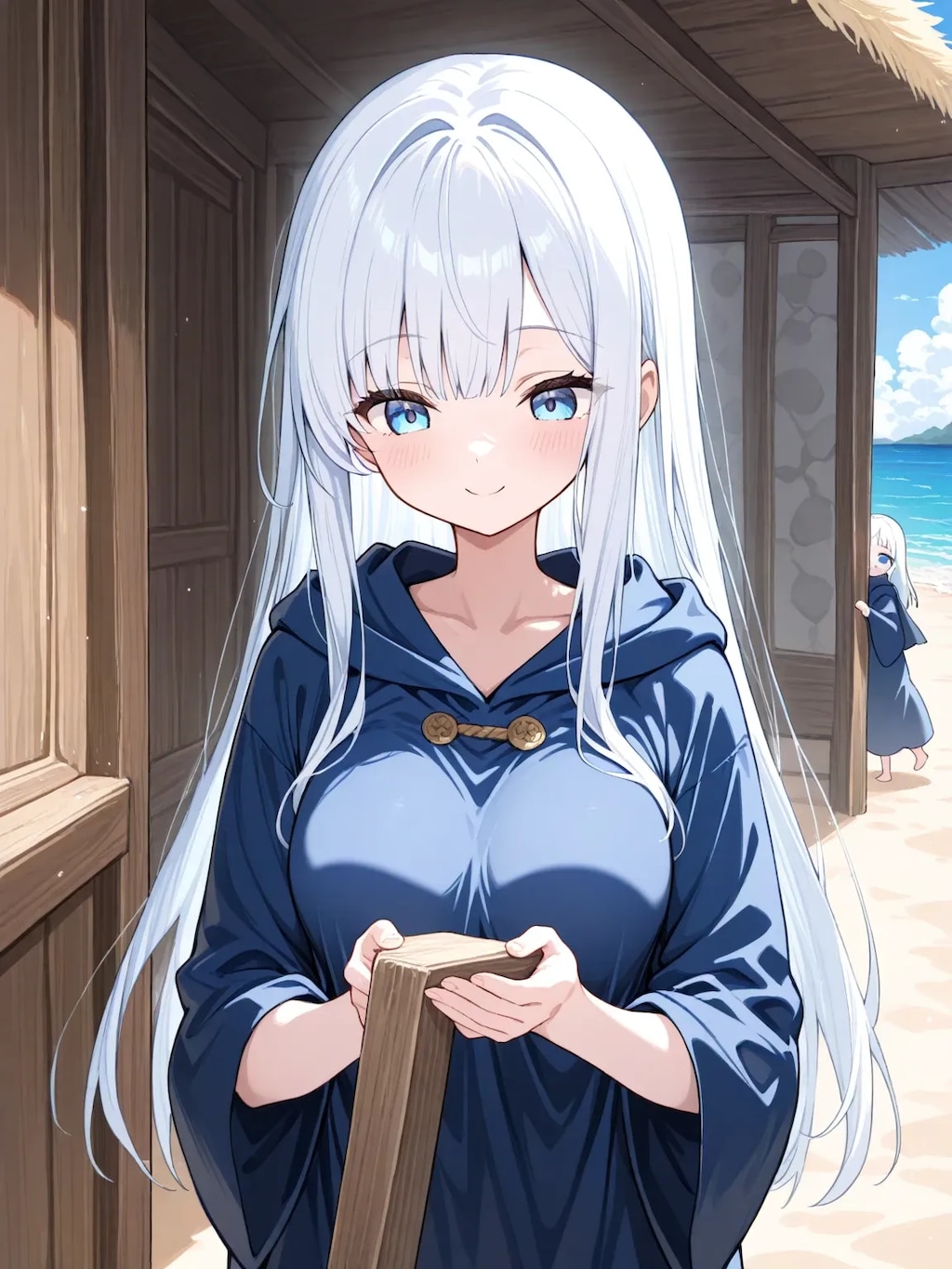 海で遊ぶシスターちゃん